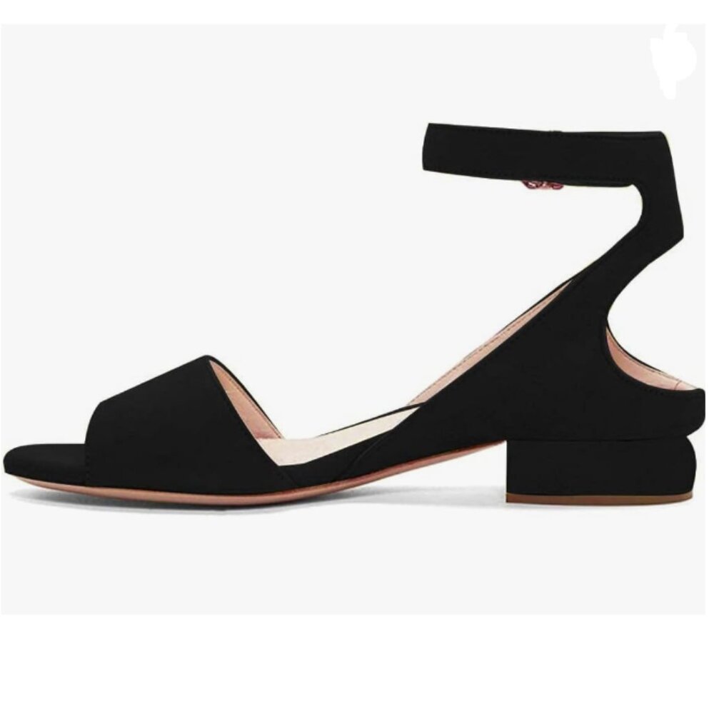 XYD Black Open-Toe Block Heel Sandals